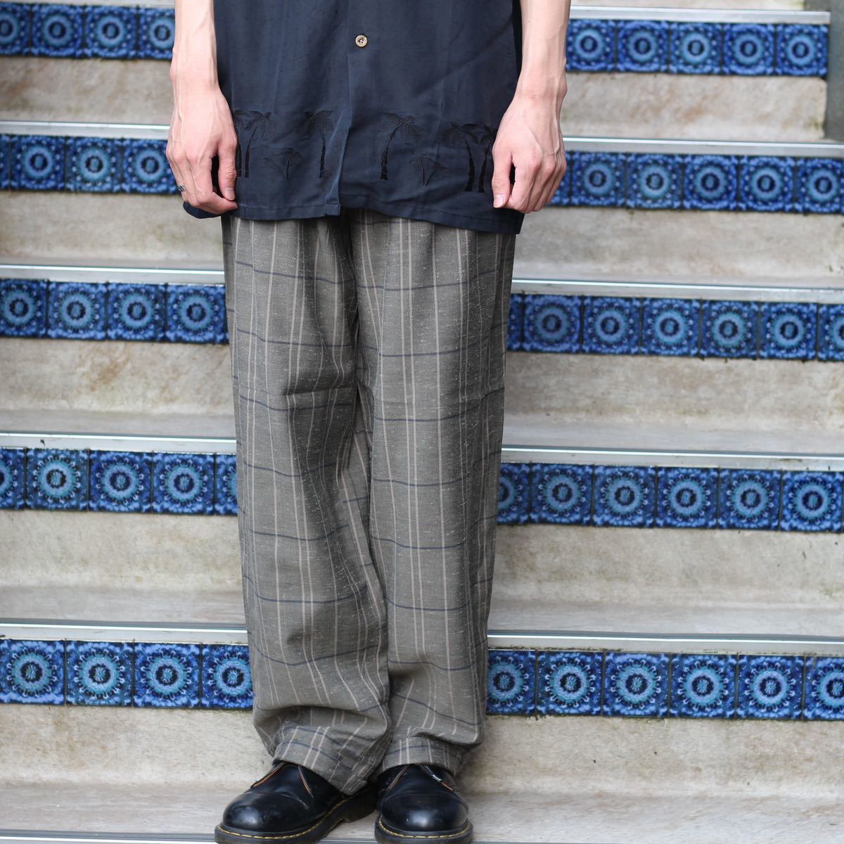 USA VINTAGE CHECK PATTERNED SLACKS PANTS/アメリカ古着チェック柄スラックスパンツ