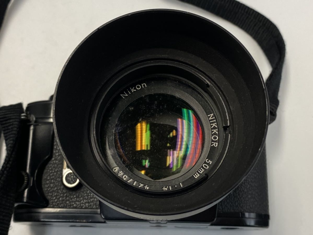 1円スタート Nikon FG ニコン レンズ NIKKOR 50mm 1:1.4 一眼レフ フィルムカメラ レンズフード ストラップ付き_画像2