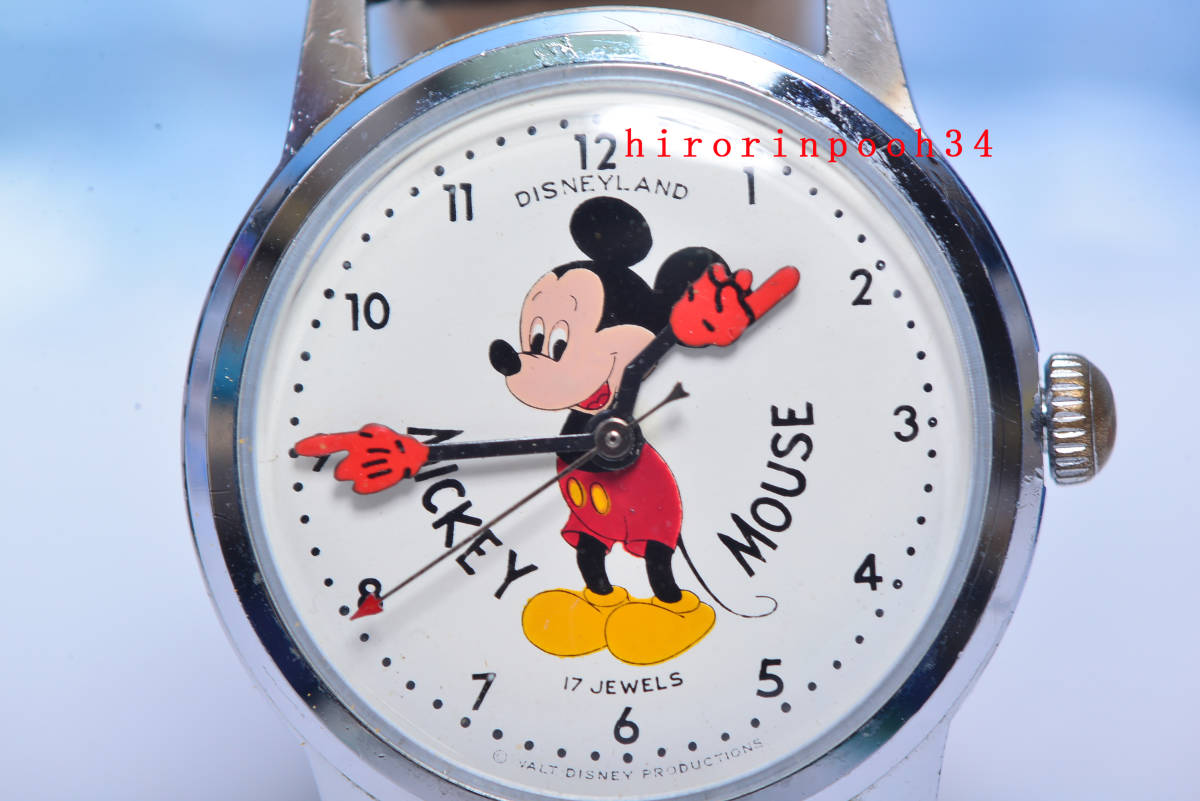 ★★★　即決　 DISNEYLAND　最高級17石　ミッキーマウス手巻時計　スケルトン　ハミルトン製