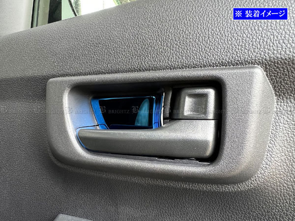 ハイゼットデッキバン S700W S710W ステンレス インナー ドア ハンドル カバー 皿 2PC 青 ガーニッシュ ベゼル パネル INS－DHC－191_画像1