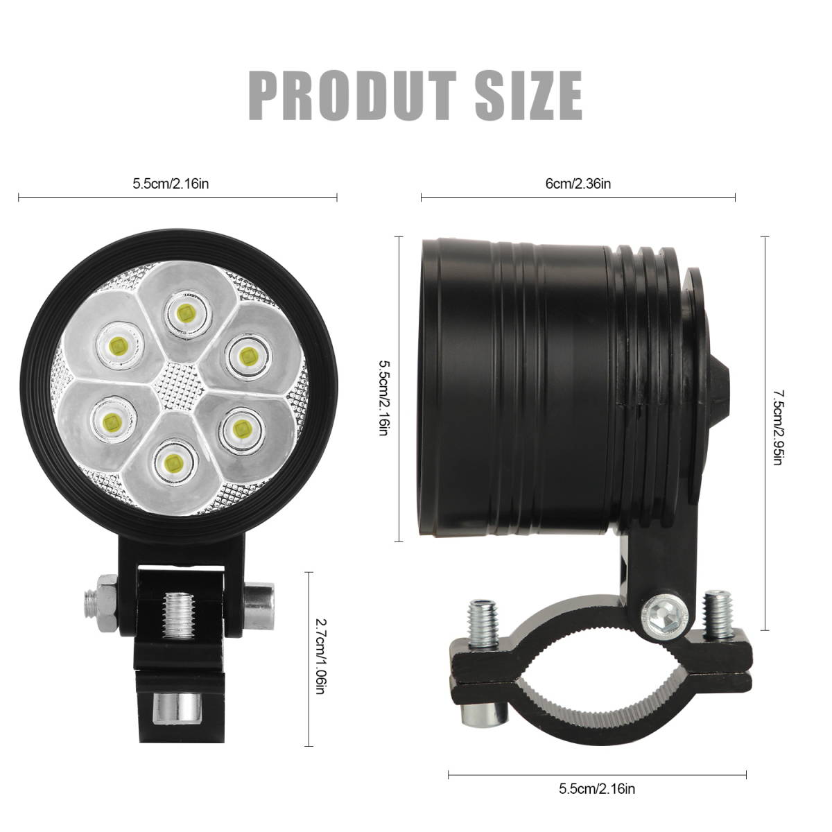 バイク補助灯 60W 2個 バイクヘッドライト ledフォグランプ オートバイ 12V 外置き プロジェクター 超高輝度 バイク汎用 取り付け簡単_画像2