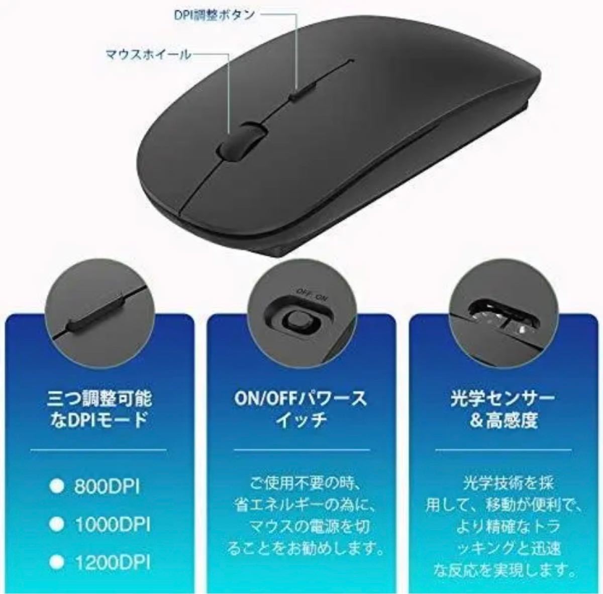 ワイヤレスマウス 静音 無線 マウス 超薄型 ABL102
