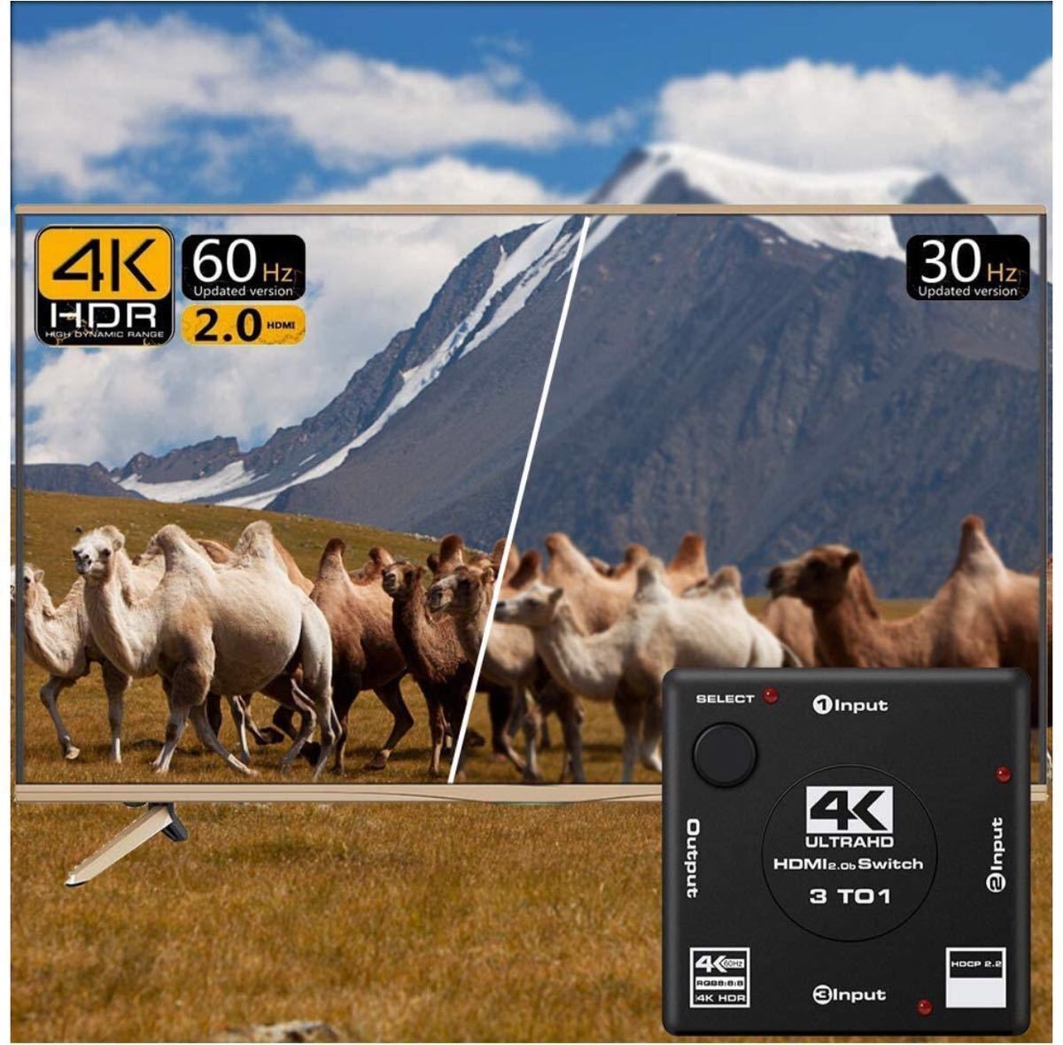HDMI切替器 2.0 HDMIセレクター 3入力1出力 4K@60Hz