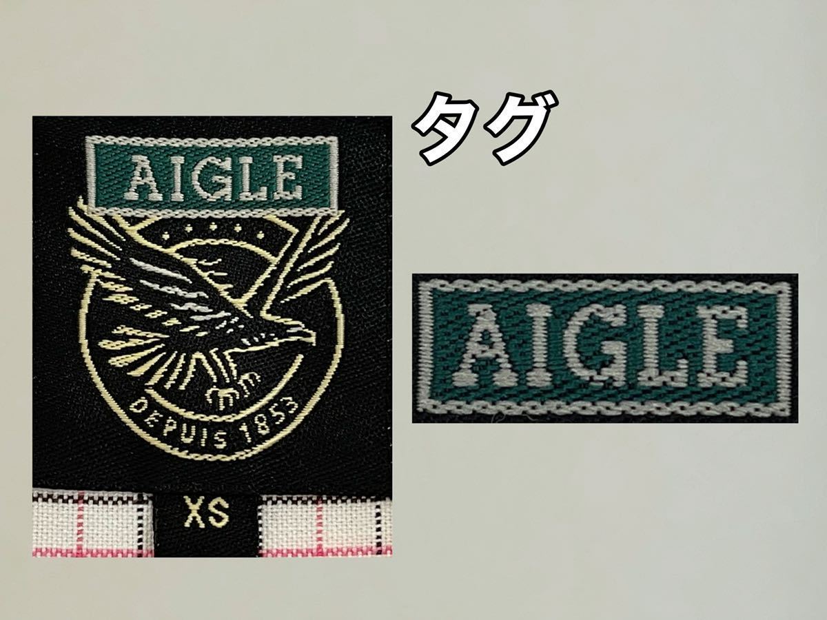 超美品 AIGLE(エーグル)メンズ シャツ XS(T155-165cm)使用２回 ホワイト チェック 長袖 アウトドア ヤマトインターナショナル(株)