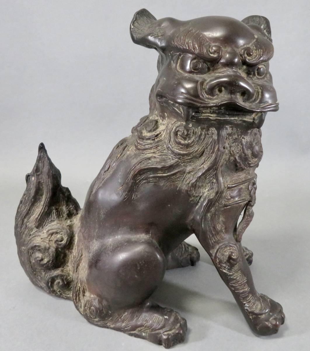 時代の一品【古銅製 シーサー 一対】銅製 ブロンズ 獅子 狛犬 時代の一品【古銅製 シーサー 一対】銅製 ブロンズ 獅子 狛犬