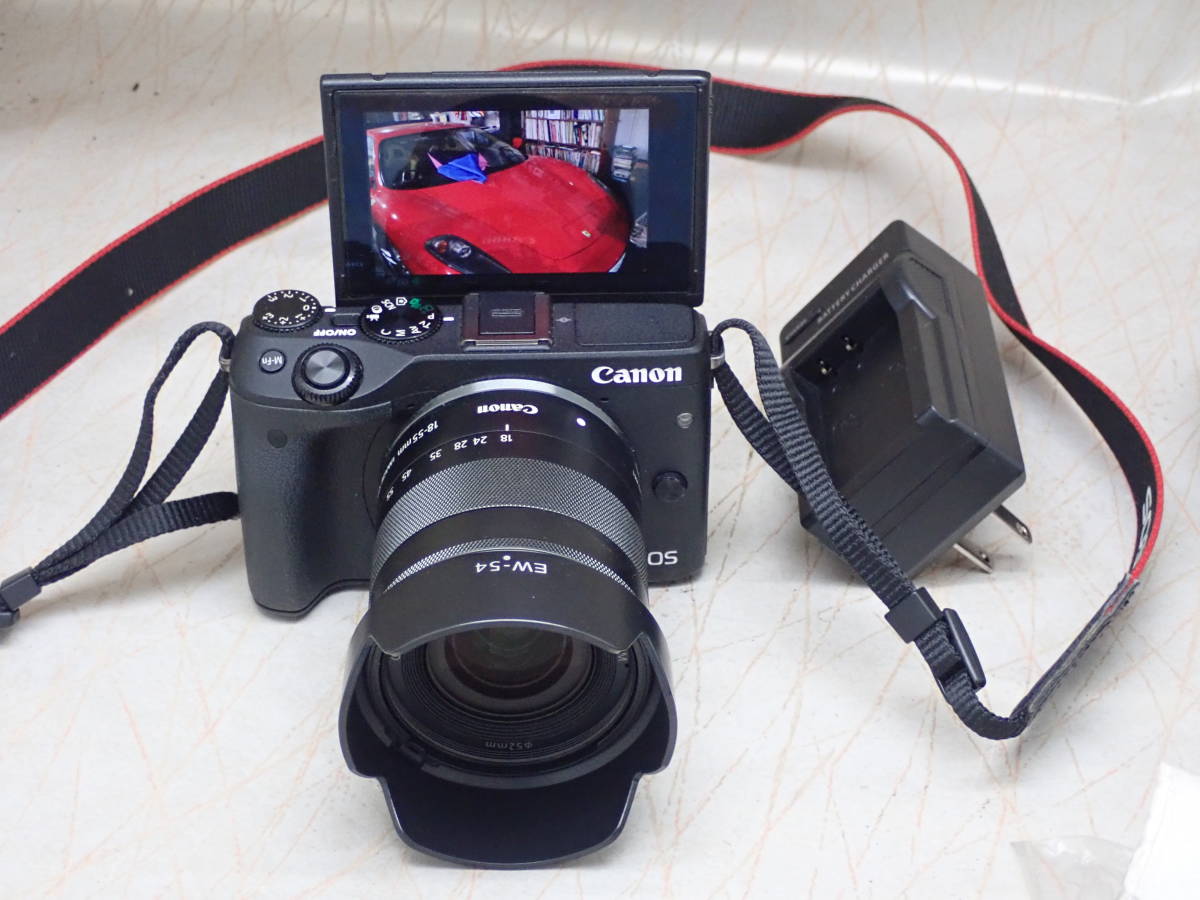 極美品 完動 Canon キャノン EOS M3 EF-M18-55 IS STM フード付き