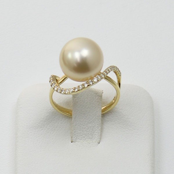 即発送可能】 指輪 真珠 パール 15097 ダイヤ K18 デザイン ナチュラル