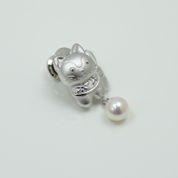 品揃え豊富で ブローチ パール タイピン 真珠 アコヤ真珠 13970 イヌ 動物シリーズ ブローチ ホワイトカラー 7mm-7.5mm 真珠