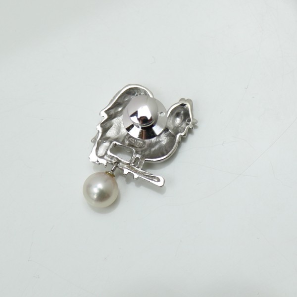  pearl tiepin pearl brooch ... pearl 7mm-7.5mm white color tiepin Akoya pearl animal series chicken 14517