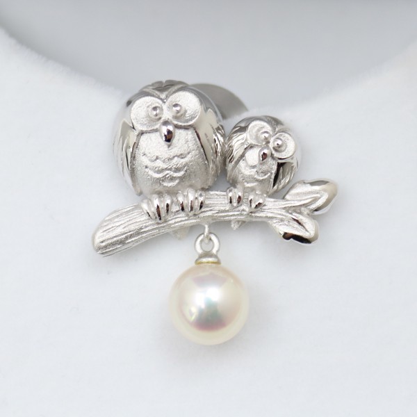  pearl pearl tiepin brooch owl ... pearl 7mm-7.5mm white color 12105