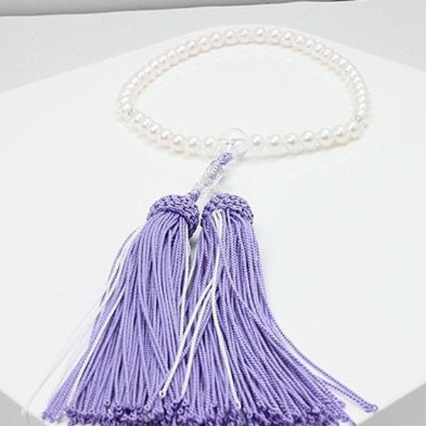 真珠 パール 数珠 アコヤ真珠 パール 数珠 念珠 5.5-6.0mm 新色 紫房 パール 真珠 13462