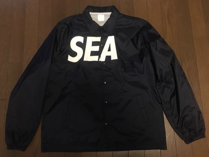 即決!!紺XL 初期WIND AND SEAコーチジャケット美品ウィンダンシーCOACH JACKETネイビー SEAロゴ WDS入手困難ナイロンJKT/発送レターパック