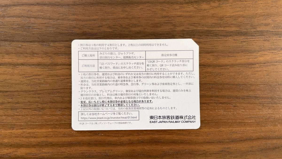 JR東日本 東日本旅客鉄道 株主優待割引券 2022年5月31日まで 【1枚】_画像2