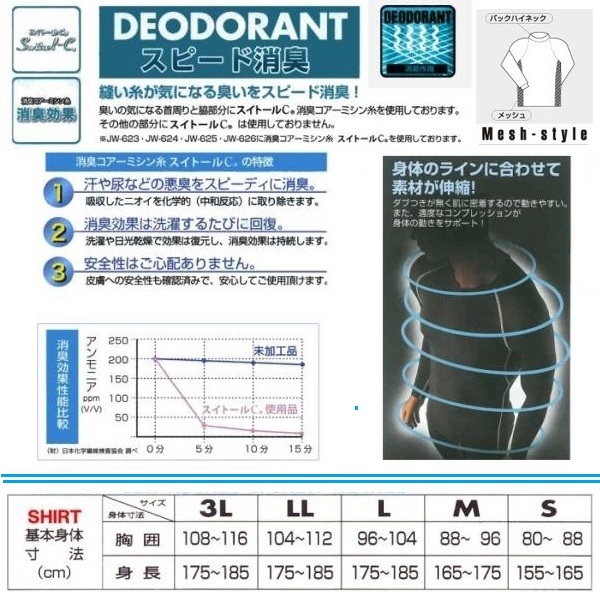 【ホワイト■LL】パワーストレッチ長袖バックハイネックシャツ/スポーツインナーシャツ/冷感/消臭/吸汗速乾/コンプレッションウエア