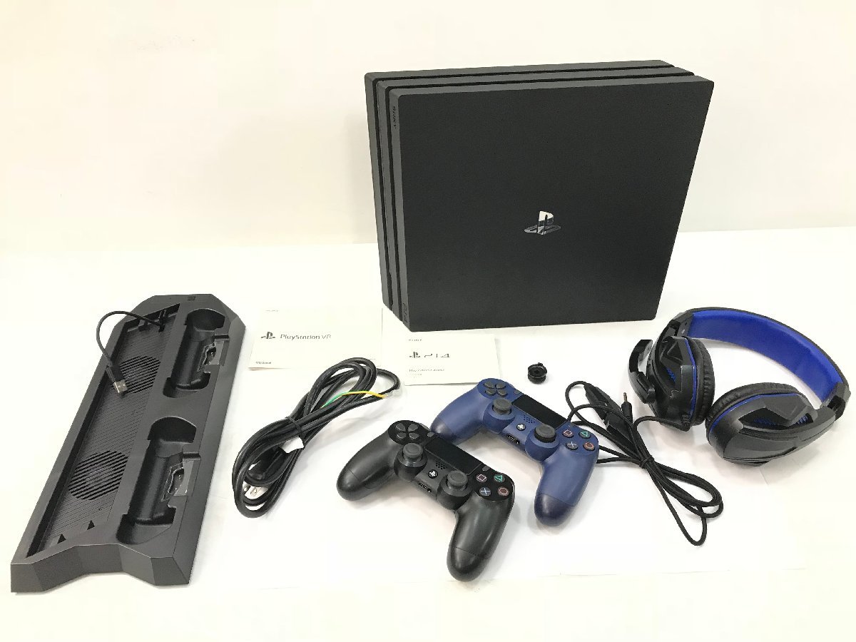 美品 SONY ソニー PlayStation4 Pro PS4 プレステ4 1TB CUH-7100B ゲーム機 オンライン ヘッドホン  コントローラー2個付属 Y05112S