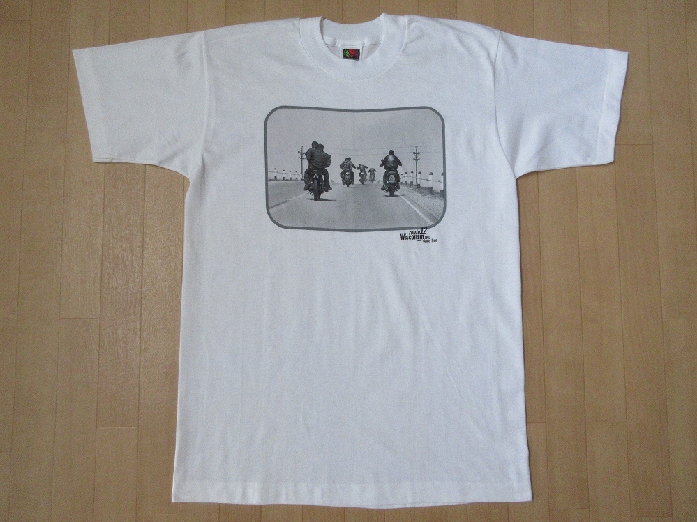 90's ダニー・ライアン FOTOFOLIO ROUTE 12 フォト Tシャツ M白DANNY LYON The Bikeriders バイカーズ 野口強 バイク 写真家ART芸術 美術館_FOTOFOLIO製・ROUTE 12・フォトTシャツ表面