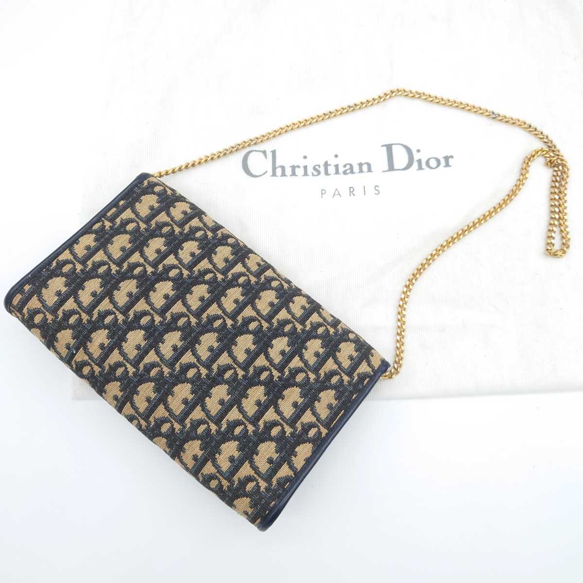 1円 【美品・最高級】 Christian Dior クリスチャンディオール トロッター CD金具 キャンバス レザー チェーン ショルダーバッグ ミニ_画像2