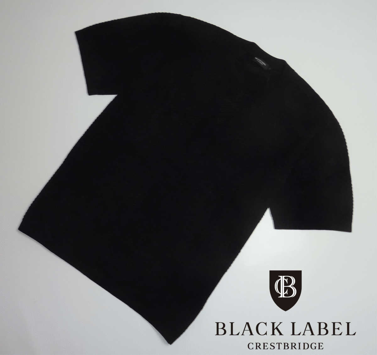 2021モデル 新品 BLACK LABELCRESTBRIDGEブラックレーベル クレストブリッジ [BLACK lab.]シャドーCBチェック　ニットTシャツ （Ｌ） 黒
