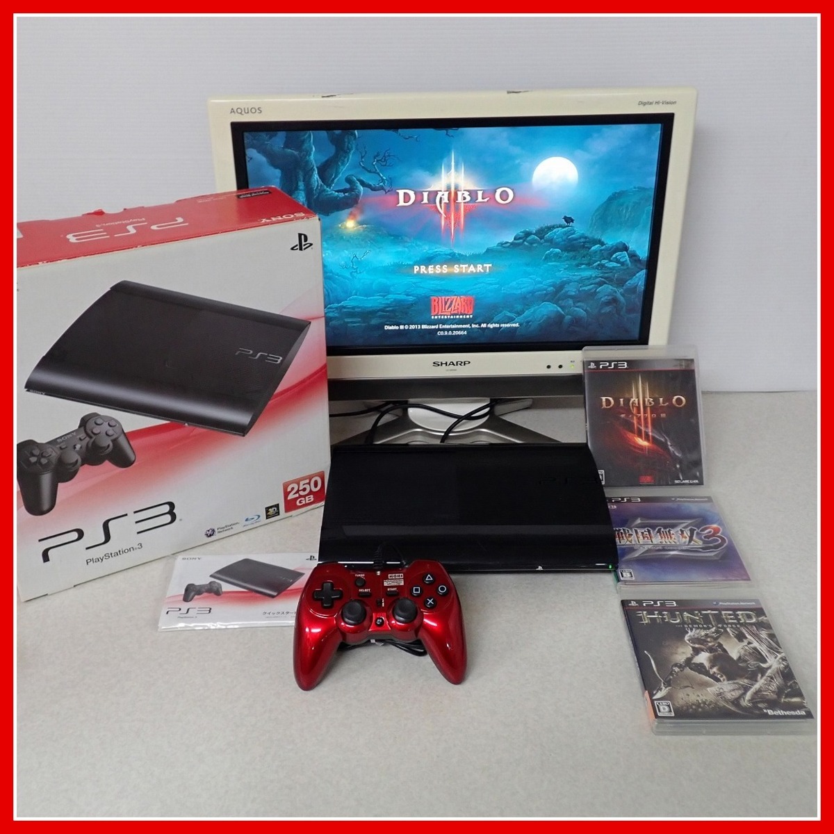 動作品 PS3 プレステ3 本体一式 CECH-4000B 250GB 箱説付 + 戦国無双3