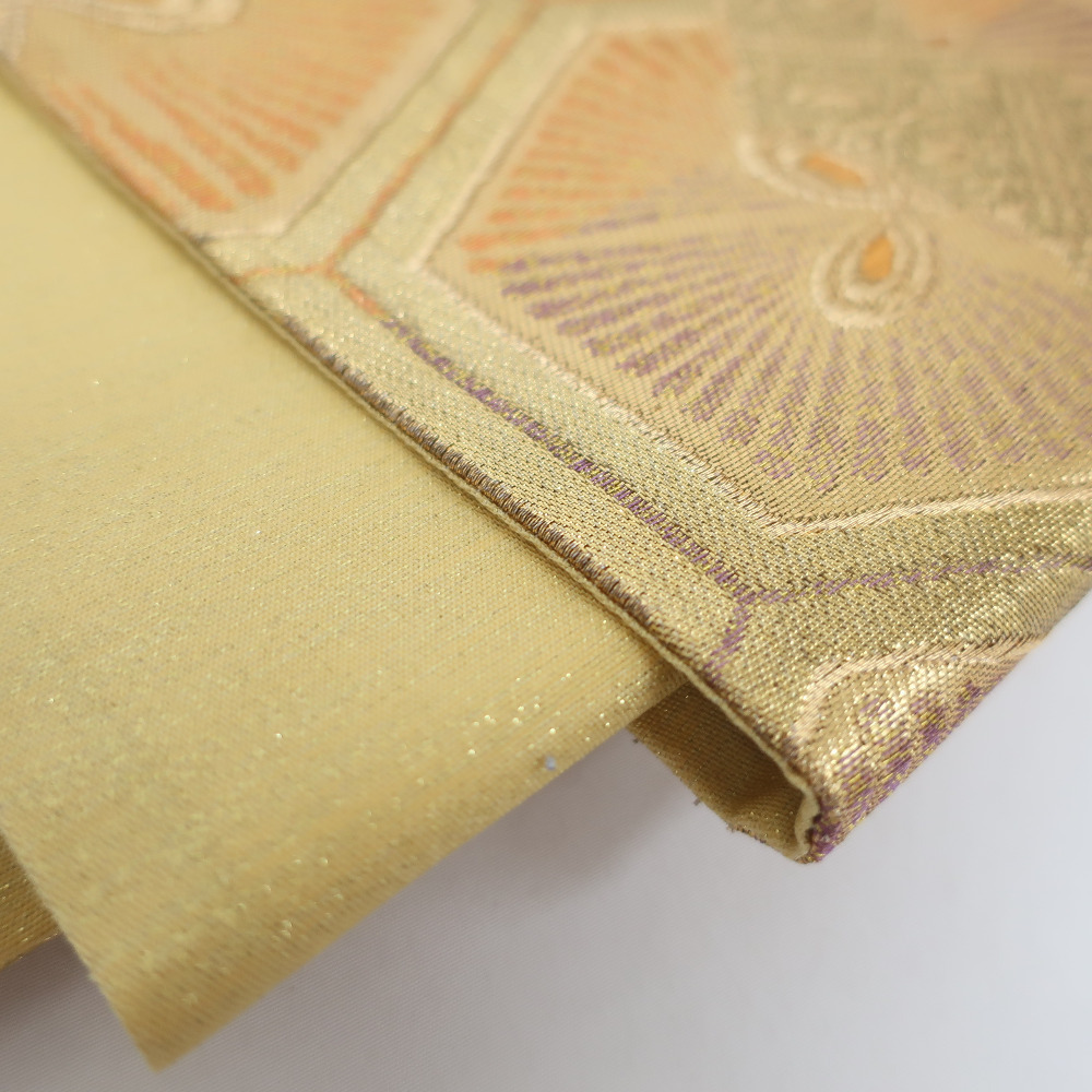 袋帯 亀甲に松 六通柄 正絹 金糸 金色 フォーマル 仕立て上がり 着物帯 長さ432cm 美品_画像7