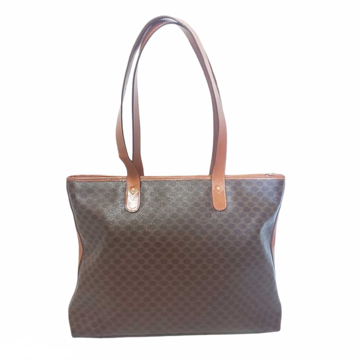 【極希少/美品】CELINE セリーヌ ヴィンテージ ビッグトートバッグ ハンドバッグ トリオンフロゴ マカダム柄 A4収納可 PVCレザー ブラウン