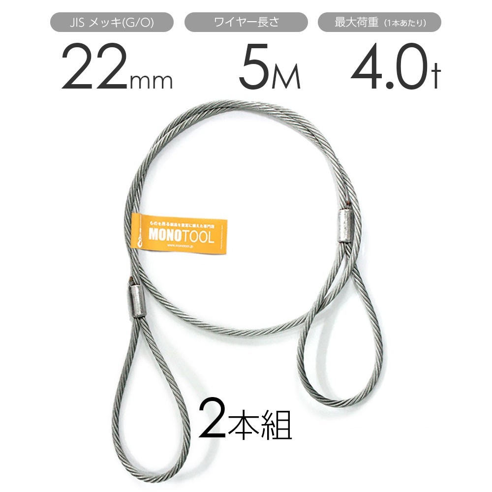 春のコレクション 2本組 玉掛けワイヤー 両アイロック加工 22mmx5m メッキ 工事用材料 春のコレクション 2本組 玉掛けワイヤー 両アイロック加工 22mmx5m メッキ 工事用材料