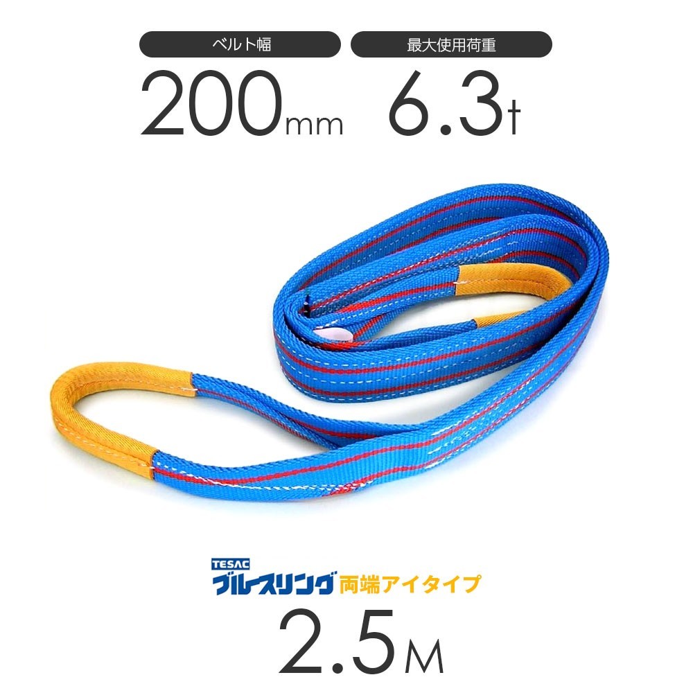 ブルースリング 3E 200x2.5（両端アイ）200mmx2.5m ベルトスリング made in JAPAN_画像1