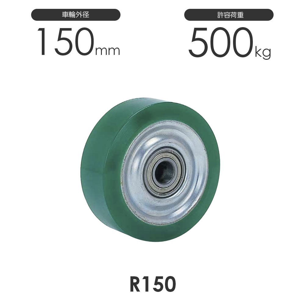 重荷重用 ウレタンゴム車輪 R型 R150 車輪外径150mm ヨドノ