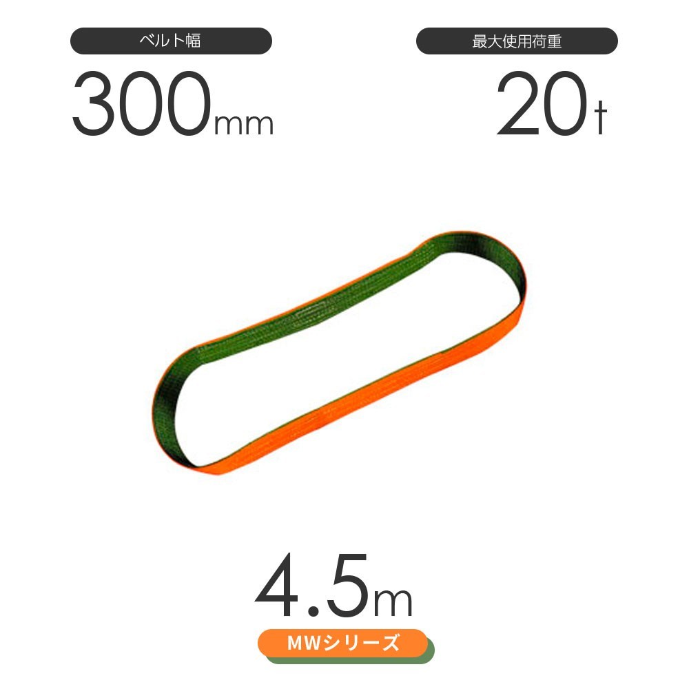 国産ナイロンスリング MWシリーズ（2色） エンドレス形（N型）幅300mm×4.5m 使用荷重:20t 丸善織物_画像1