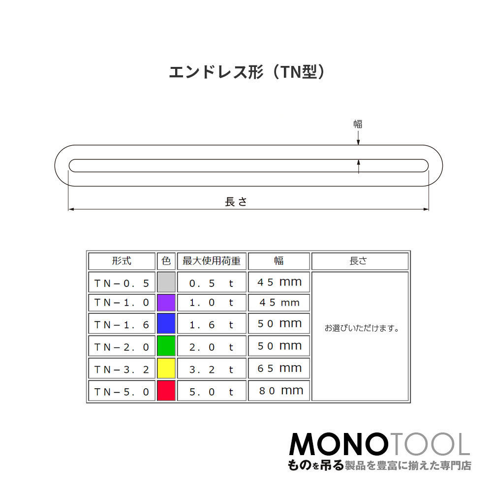 国産ソフトスリング トップスリング エンドレス形（TN型）使用荷重:1.0t×5.5m 紫色_画像3