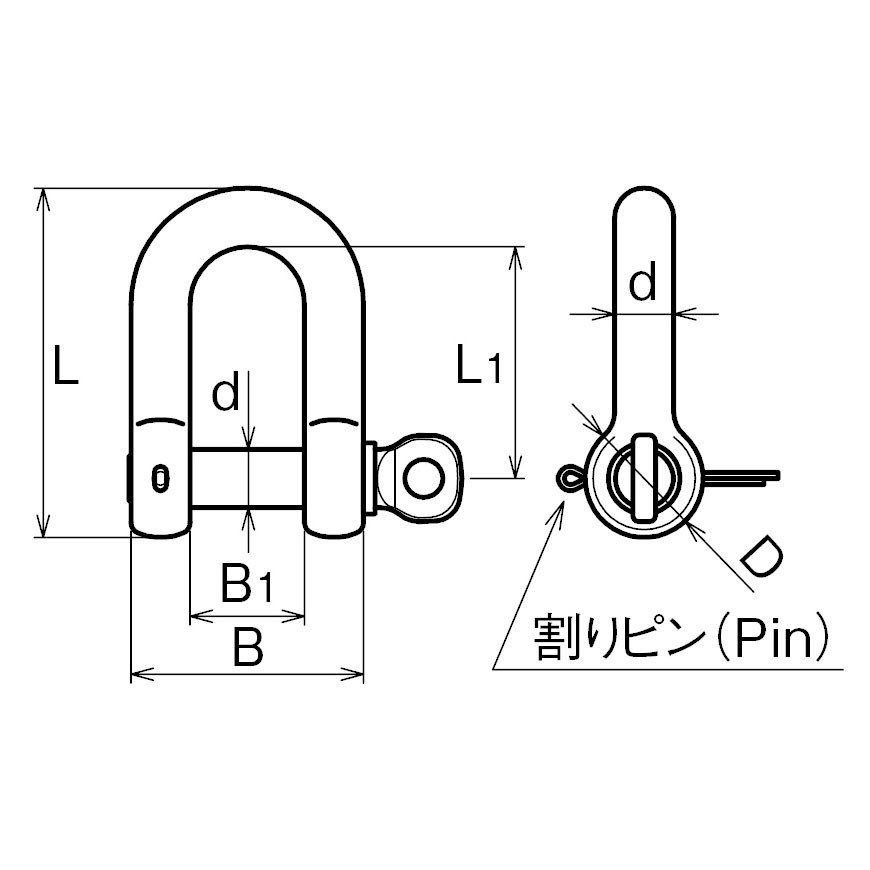 AK11107 ピンシャックル（割りピン付） サイズ12 ASANO 10個セット_画像2