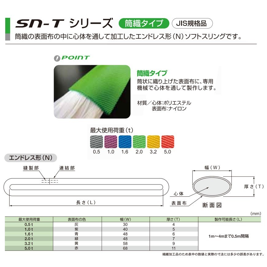 超安い】 国産ソフトスリングSN-Tシリーズ（筒織タイプ） エンドレス形