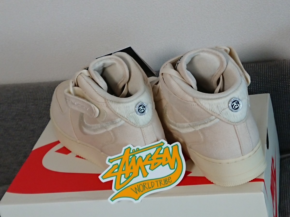 STUSSY NIKE AIR FORCE 1 MID FOSSIL STONE 30cm us12 