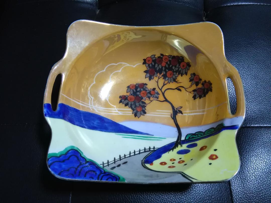 レビュー高評価のおせち贈り物 オールドノリタケ　アールデコ　M-JAPAN印　果樹園の図　美しい飾り皿 オールドノリタケ