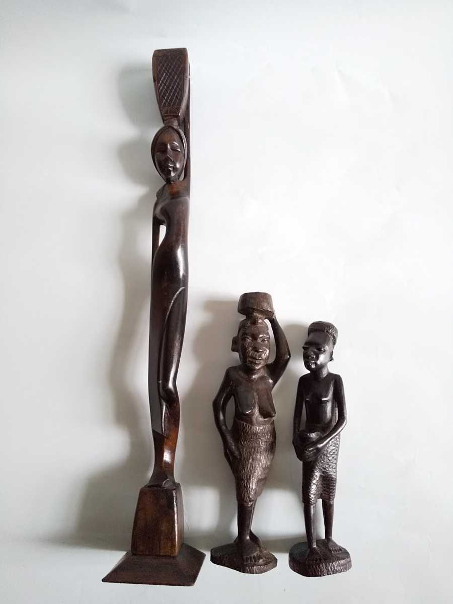 アフリカ 木彫りオブジェ 女性像 - 通販 - www