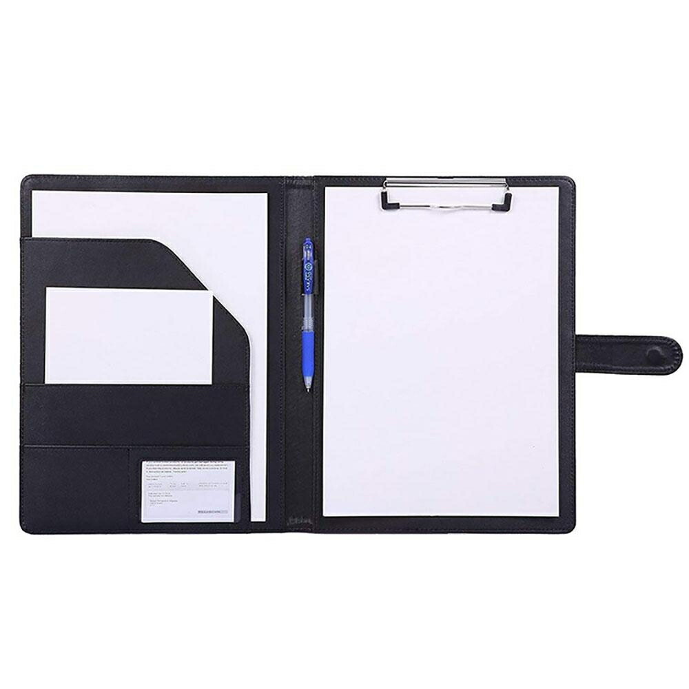 バインダー ブラック 手帳型 A4 クリップボード 事務用品 革 レザー 高級感 クリップ ファイル ボード 二つ折り 多機能 ペンホルダー_画像5