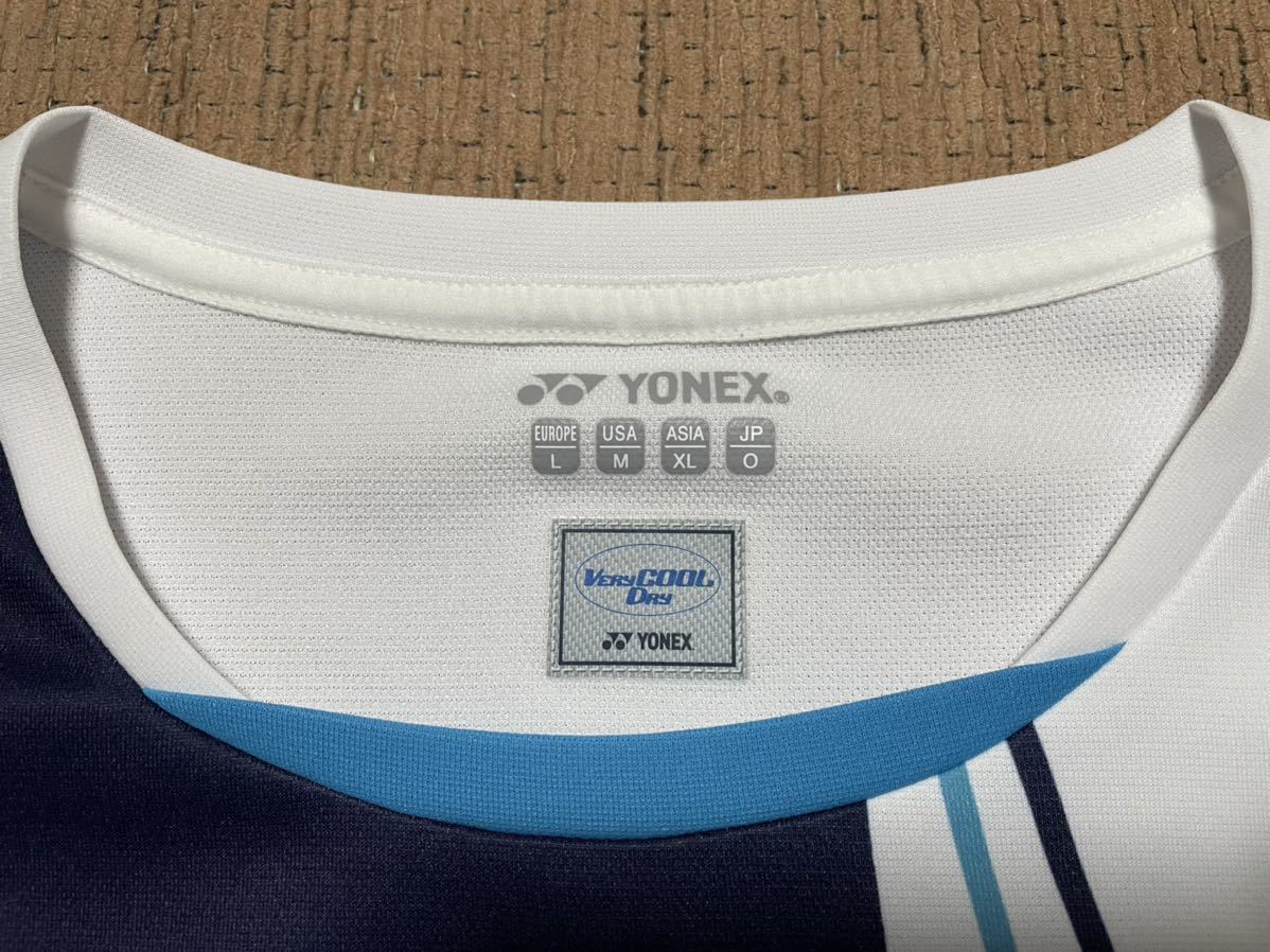  including carriage YONEX badminton wear used beautiful goods O size navy blue white 