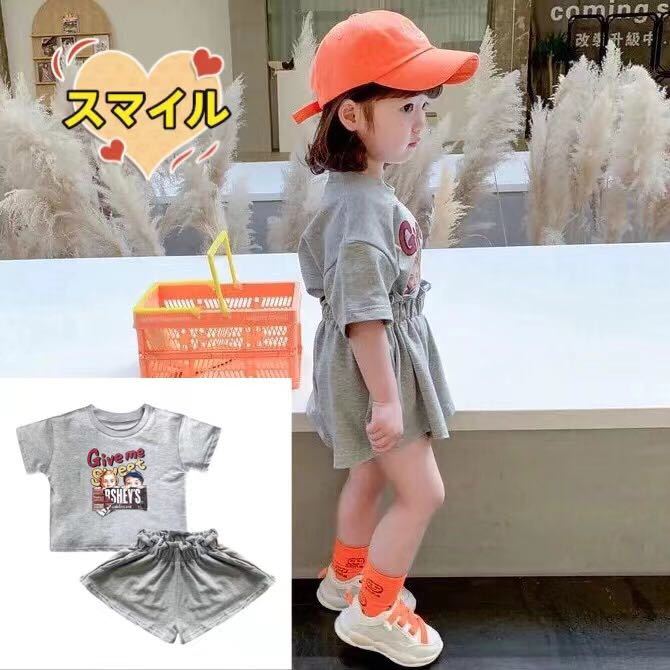 キッズセットアップ　ゆったりＴシャツ　ショートパンツ　女の子夏服ピンク90_画像9