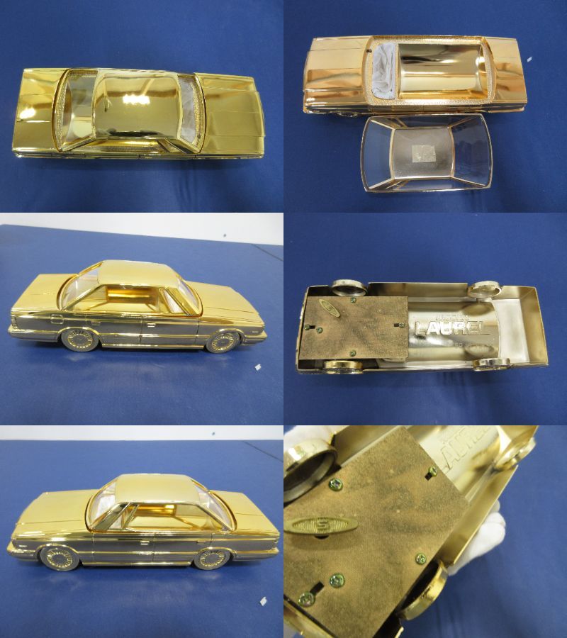  Tenshodo NISSAN Nissan LAUREL Laurel etc. cigarette case Gold silver / car / ashtray / music box attaching / ornament / Showa Retro 4 point summarize present condition goods 