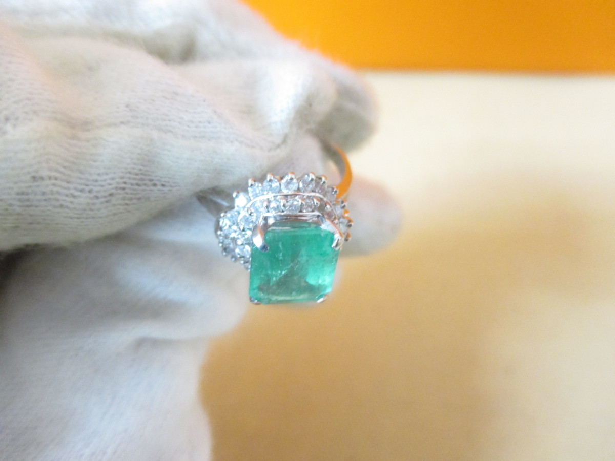  genuine article guarantee [ prompt decision free shipping ] good / natural emerald 2.32ct/ diamond 0.47ct/ Pt900 /5.6g/ ring / natural guarantee / ring / lady's / regular goods 
