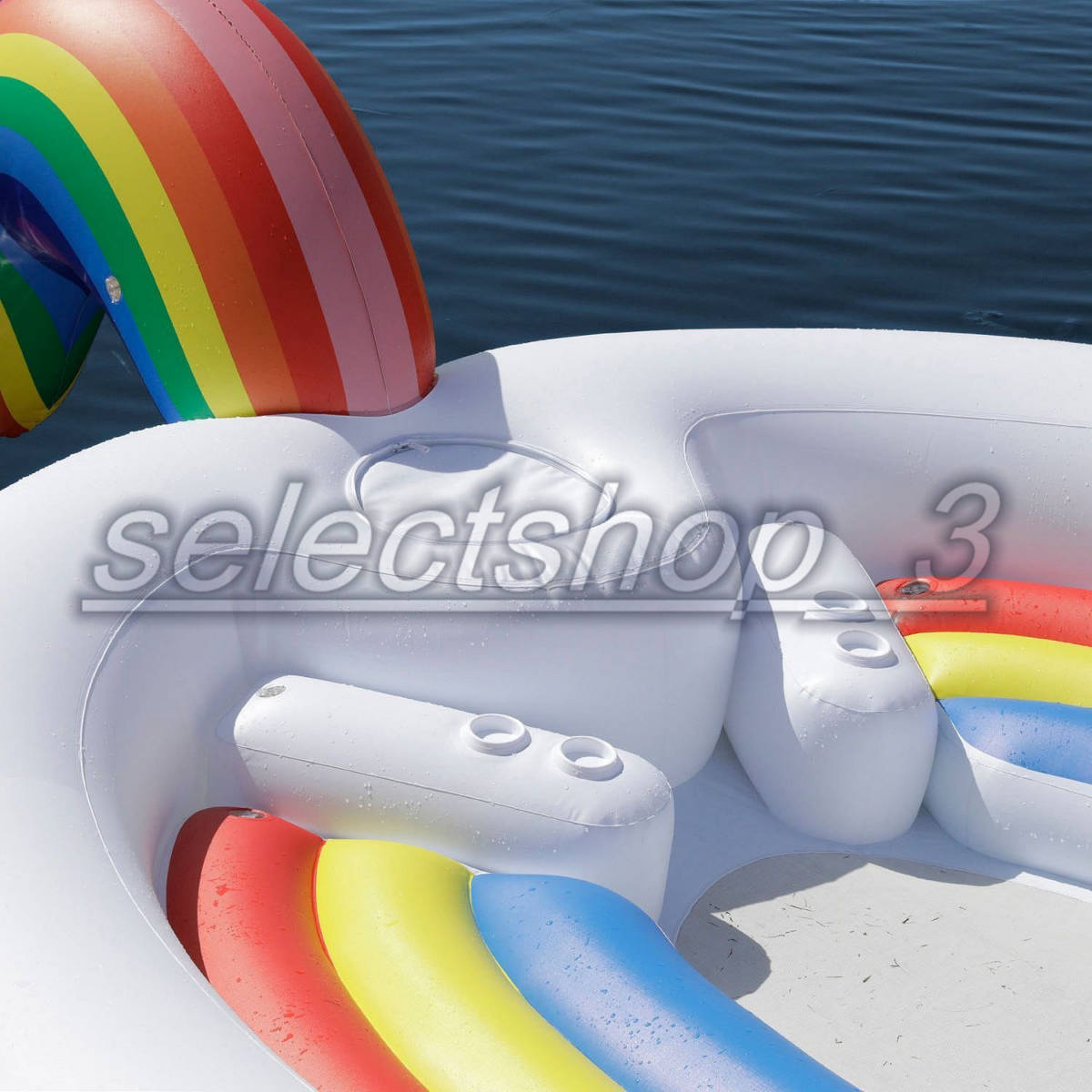 「高品質！美品 水上 超ビッグ インフレータブルユニコーン 6人用 フロートボート A438」の画像3