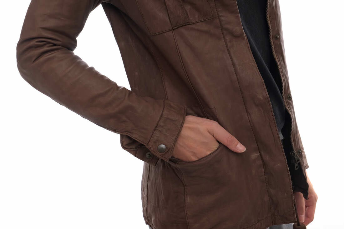 Sisii シシ ブルゾン M-65 Leather Jacket ミリタリー ウォッシュ加工 M-65 ミリタリー フード付き_画像5