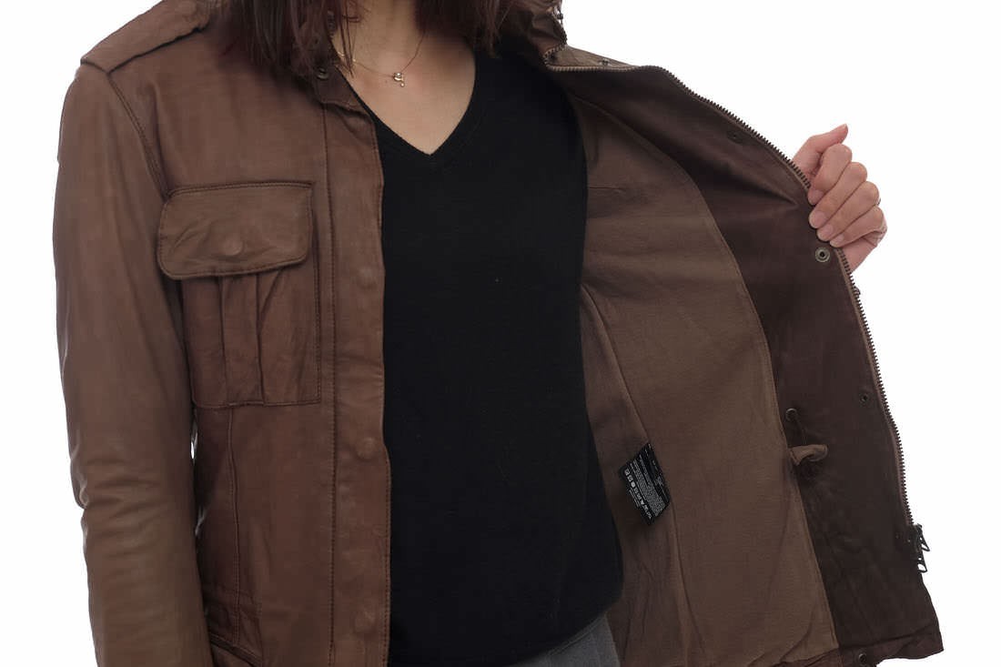 Sisii シシ ブルゾン M-65 Leather Jacket ミリタリー ウォッシュ加工 M-65 ミリタリー フード付き_画像4