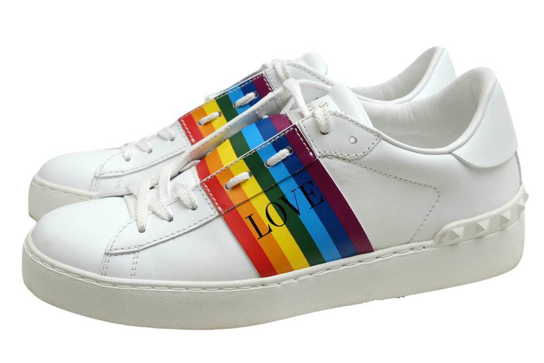 Valentino Garavani ヴァレンティノ ガラヴァーニ ローカットスニーカー PEACE RAINBOW STRIPE SNEAKERS 牛革 カーフ レインボーストライプ