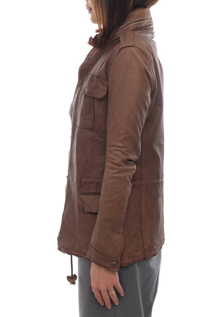 Sisii シシ ブルゾン M-65 Leather Jacket ミリタリー ウォッシュ加工 M-65 ミリタリー フード付き_画像2