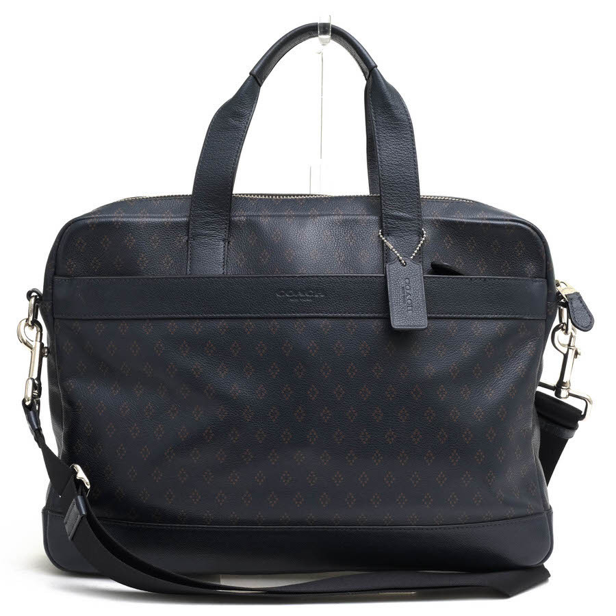 COACH コーチ ビジネスバッグ F54779 Hamilton Bag In Printed Leather Diamond Foulard ハミルトン 牛革 ダイヤ柄 2WAY ショルダーバッグ_画像1