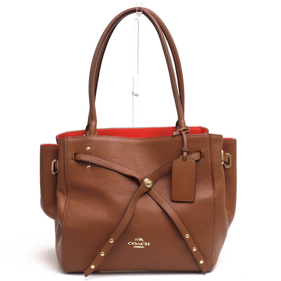 COACH コーチ ハンドバッグ 35838 Turnlock Tie Small Tote in Refined Pebble Leather ターンロック タイ スモール トート リファインド_画像1