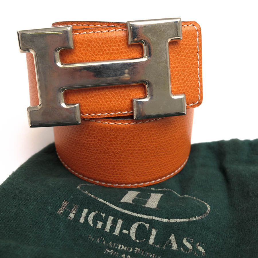 HENRY HIGH CLASS ハイクラス ベルト グレイン型押し牛革 Hロゴ