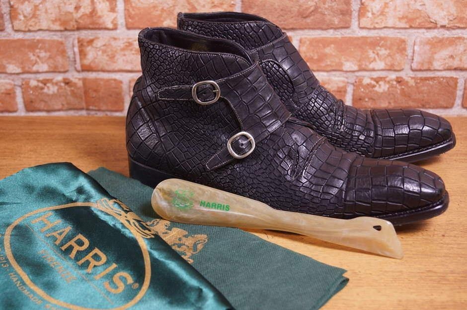 注目ショップ・ブランドのギフト Croc Edition Special Anniversary 100th 652 ブーツ ハリス HARRIS Boots ダブルモンク チャッカブーツ クロコダイル 28.0cm