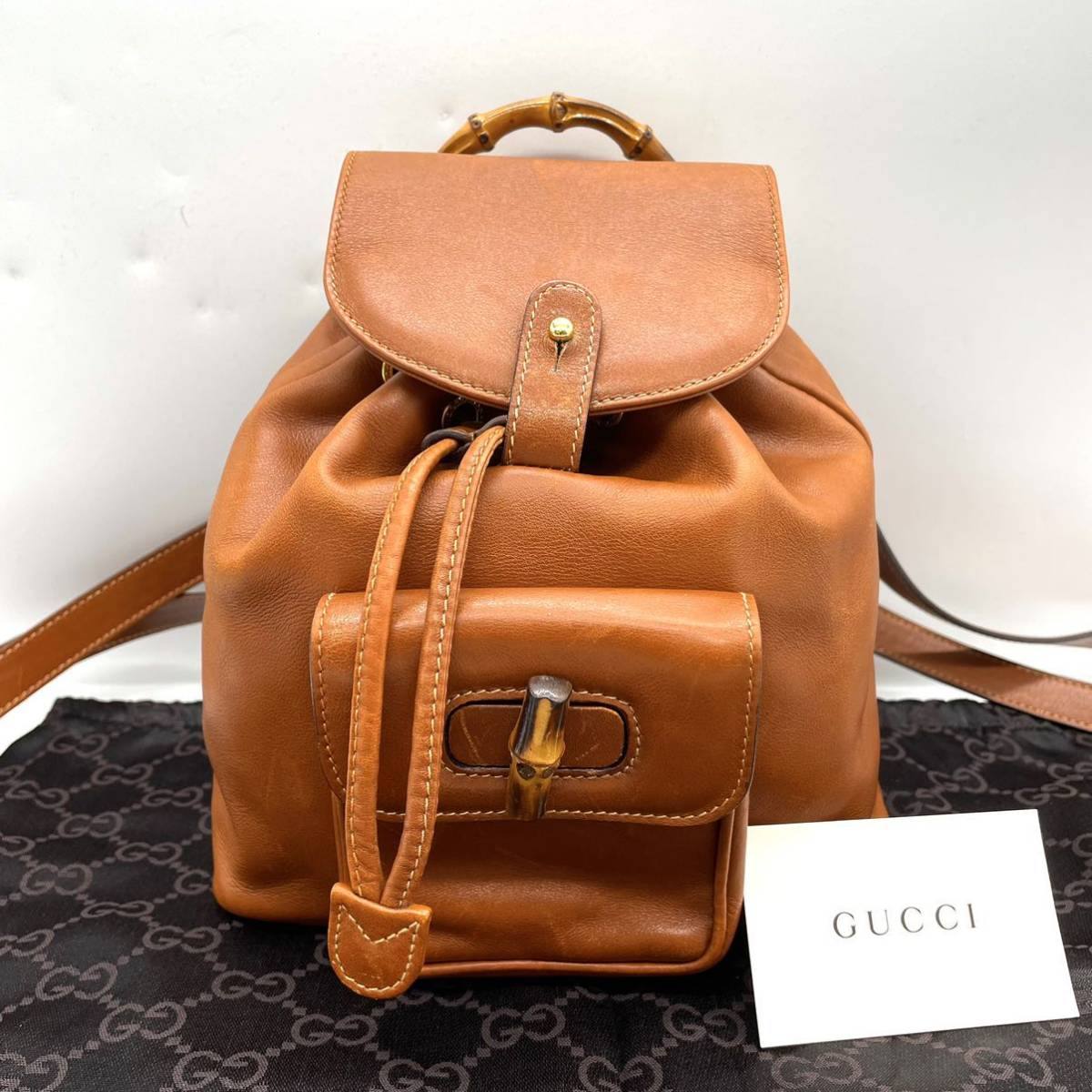 1円○超美品○GUCCI グッチ○バンブー○カーフ レザー 本革○ミニ